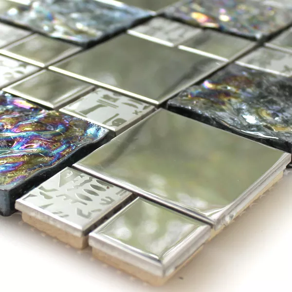 Muster von Mosaikfliesen Glas Edelstahl Metall Agypt Silber
