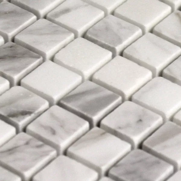 Mosaikfliesen Marmor 15x15x8mm Weiss Poliert