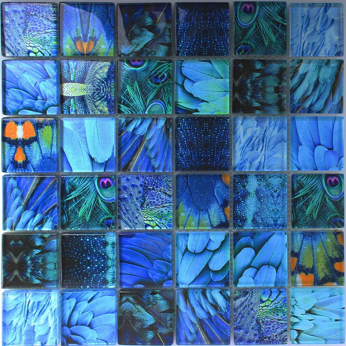 Mosaico Di Vetro Piastrelle Peafowl Blu