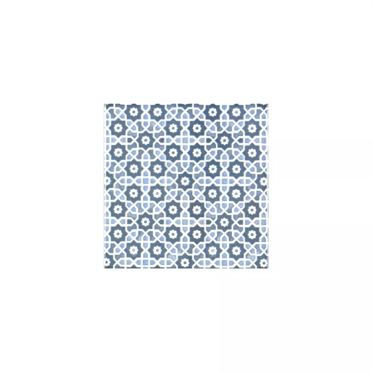 Muster von Keramik Mosaikfliesen Daymion Retrooptik Blau 