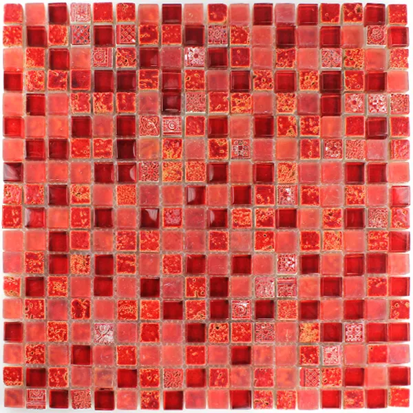 Mosaikfliesen Escimo Glas Naturstein Mix Rot