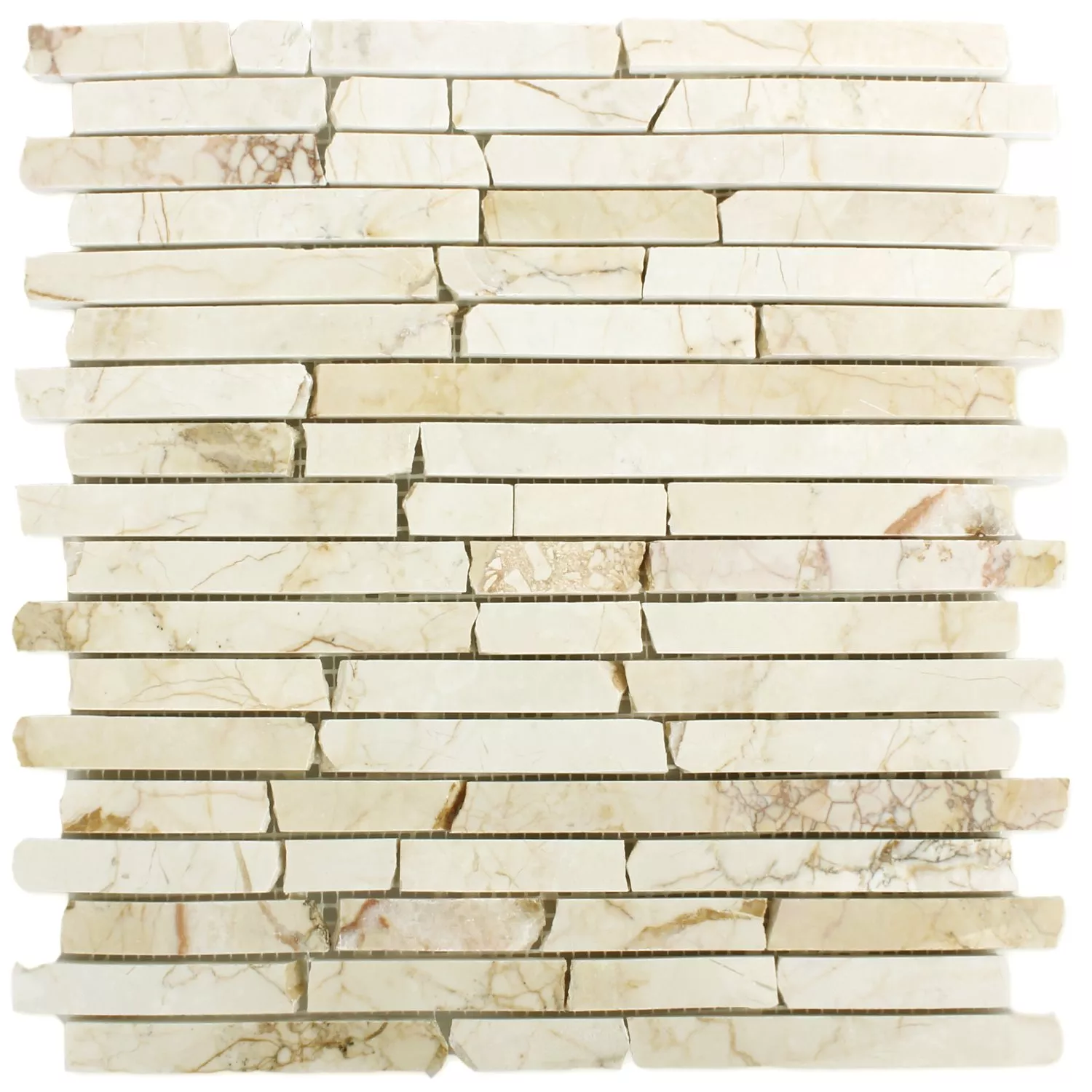 Marmo Brick Mosaico Piastrella Oroen Cream Lucidato