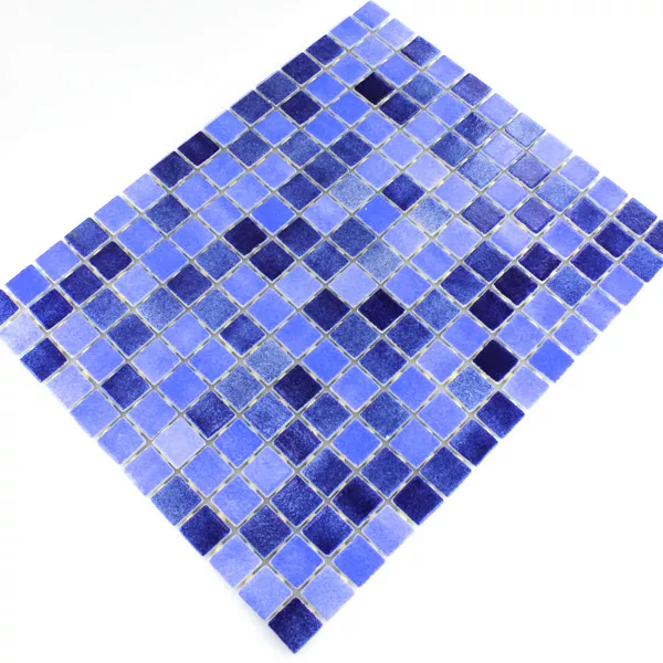 Glas Schwimmbad Pool Mosaik 25x25x4mm Blau Mix