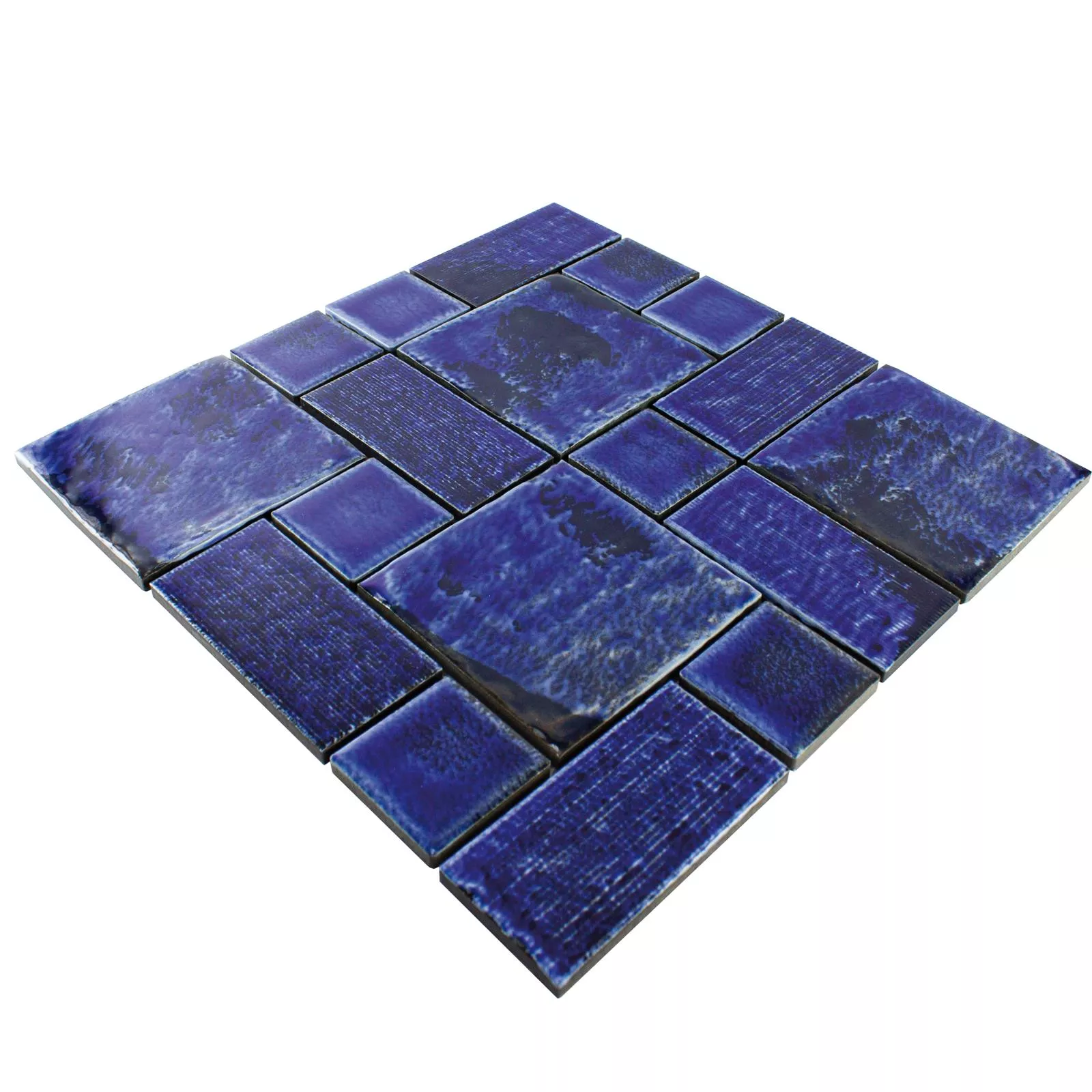 Campione Ceramica Mosaico Bangor Lucida Blu Mix