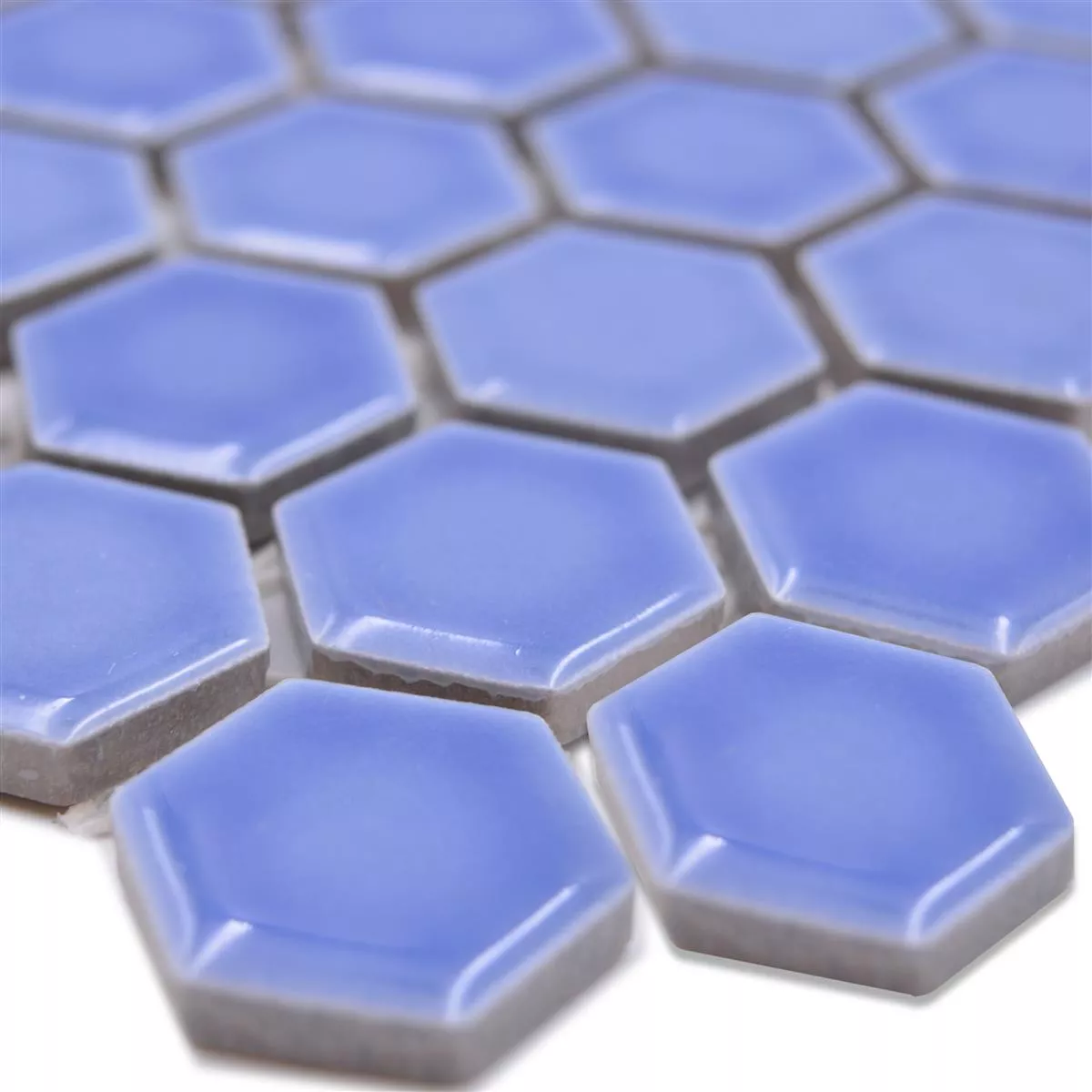 Muster von Keramikmosaik Salomon Hexagon Hellblau H23