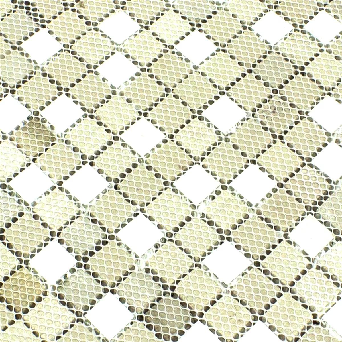 Échantillon Verre Métal Acier Inoxydable Mosaïque Carrelage Stella Blanc Argent