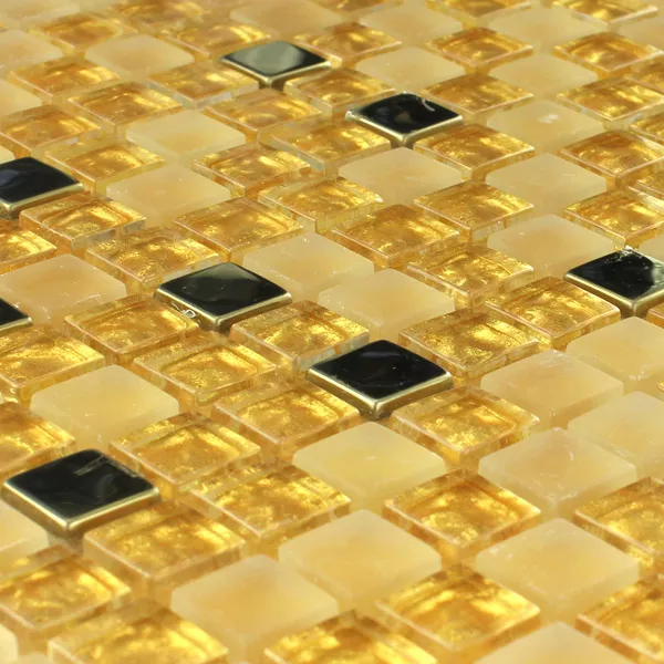 Glas Edelstahl Metall Mosaik Fliesen Gold