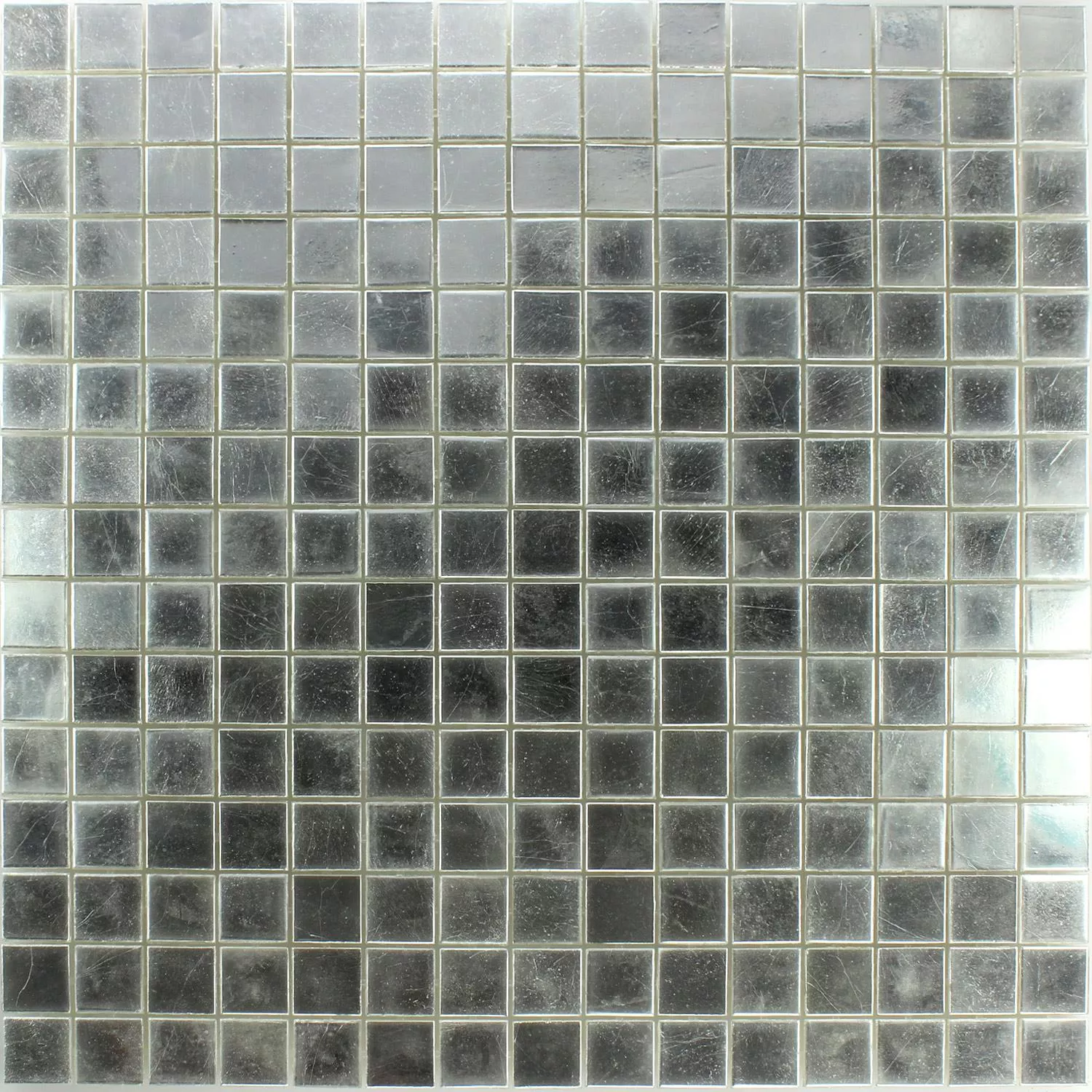 Mosaikfliesen Trend-Vi Glas Weiss Gold 24 Karat 2x2cm