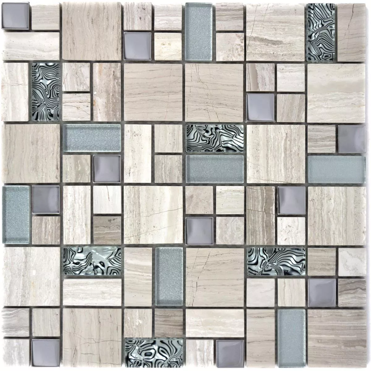 Muster von Glas Naturstein Metall Mosaikfliesen Tinkabell