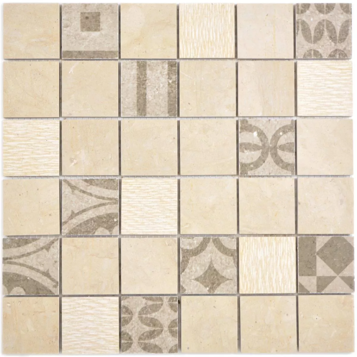 Muster von Keramik Mosaikfliesen Mythos Quadrat Beige