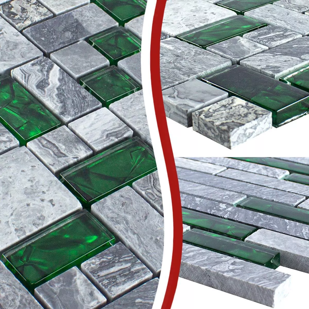 Glas Naturstein Mosaik Fliesen Sinop 2 Mix