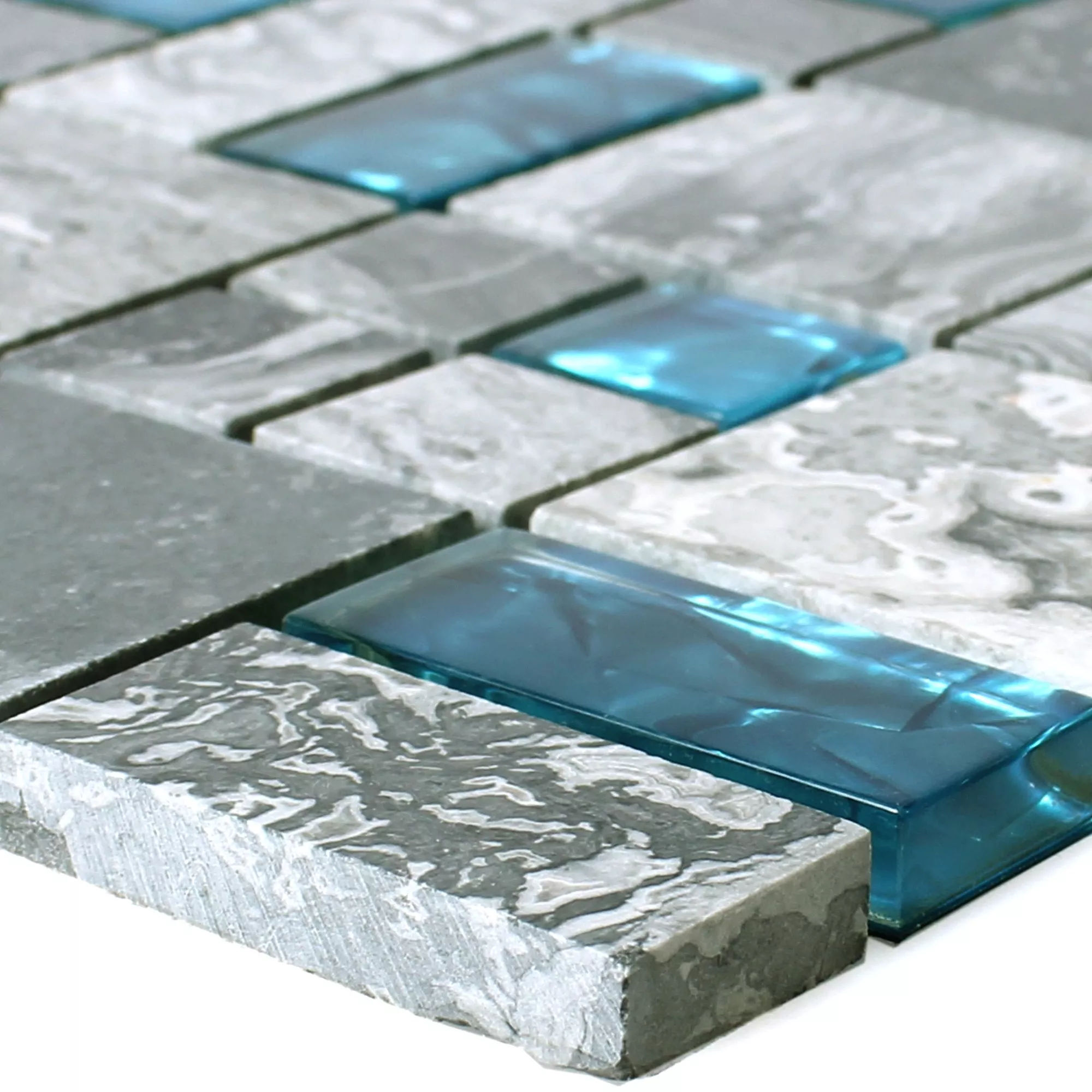 Muster Glasmosaik Natursteinfliesen Sinop Grau Blau 2 Mix