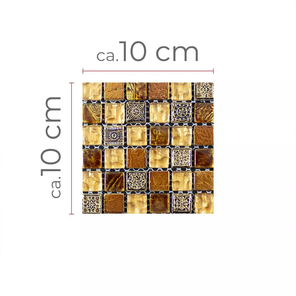 Muster von Glas Marmor Mosaikfliesen Majestic Braun Gold