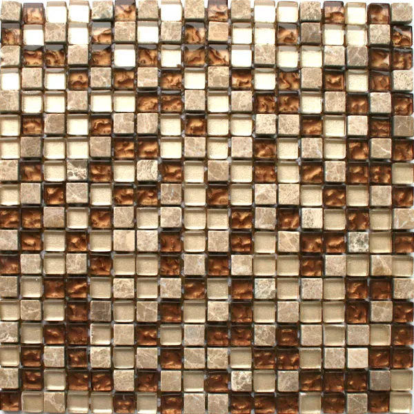 Mosaikfliesen Glas Marmor Naturstein Beige Gold