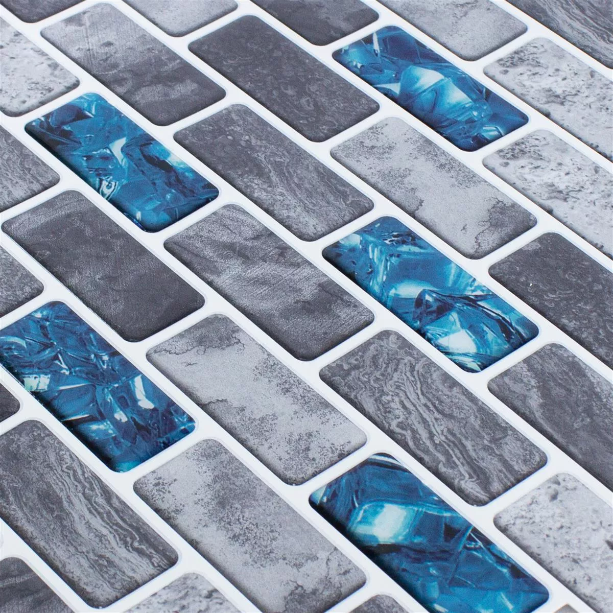Vinyl Mosaik Fliesen Belleza Blau Grau Selbstklebend