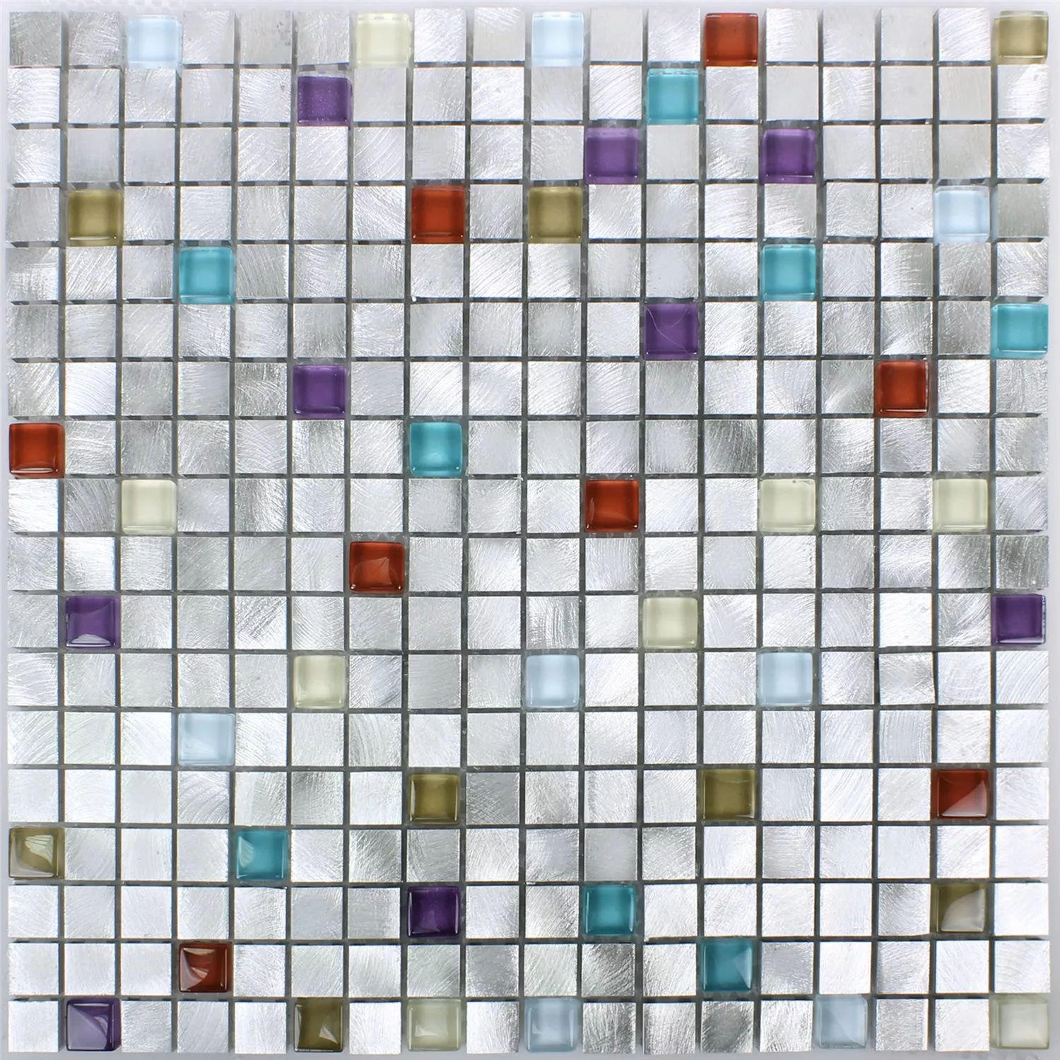 Mosaikfliesen Lissabon Aluminium Glas Mix Bunt
