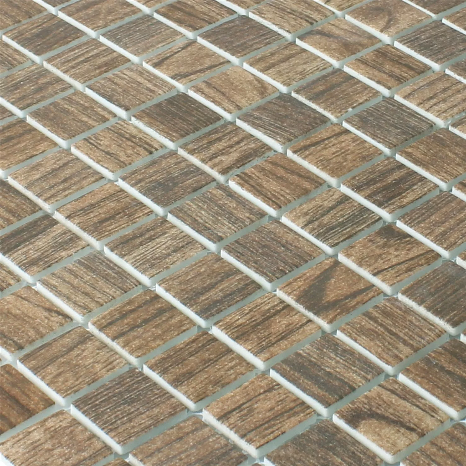 Mosaikfliesen Glas Valetta Holzstruktur Braun