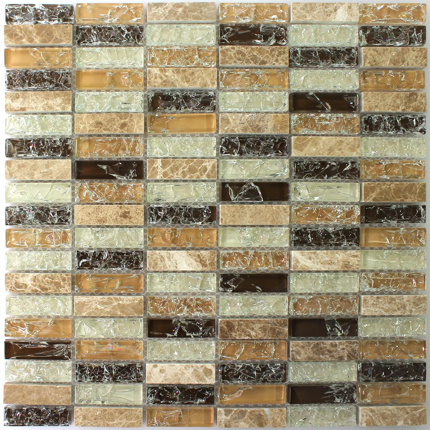 Mosaico Vetro Pietra Naturale Rotto Maglia Emperador