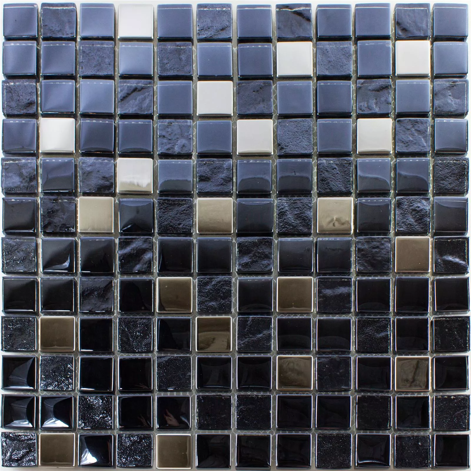 Mosaico Di Vetro Tegola Larisa Metallic Nero Argento