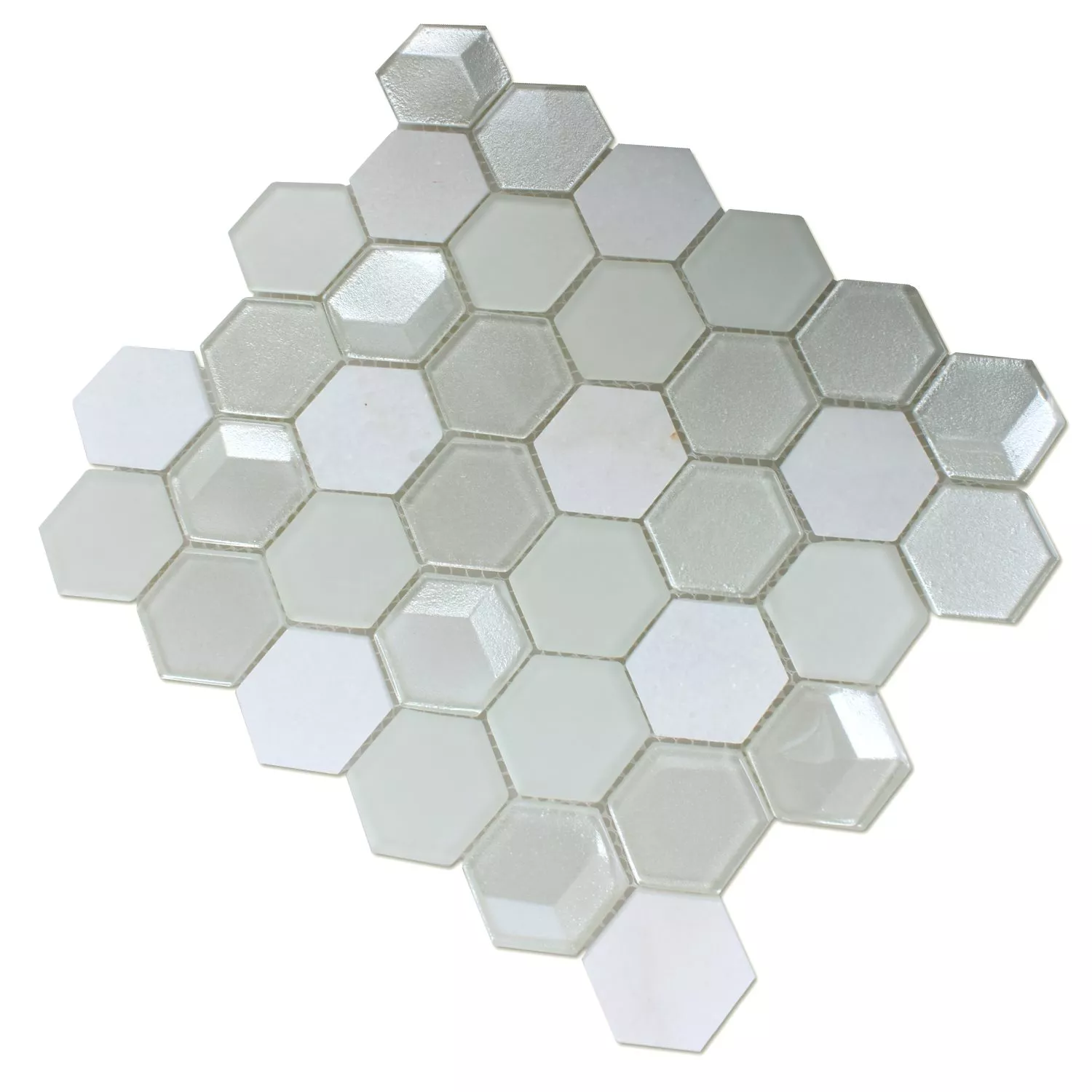 Hexagone Verre Mosaïque Pierre Naturelle Blanc 3D