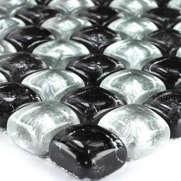 Mosaikfliesen Glas on the Rocks Schwarz Silber