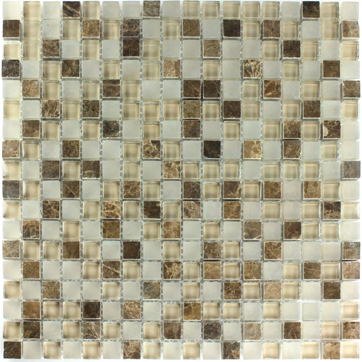 Mosaico Vetro Marmo Quebeck Marrone 15x15x8mm