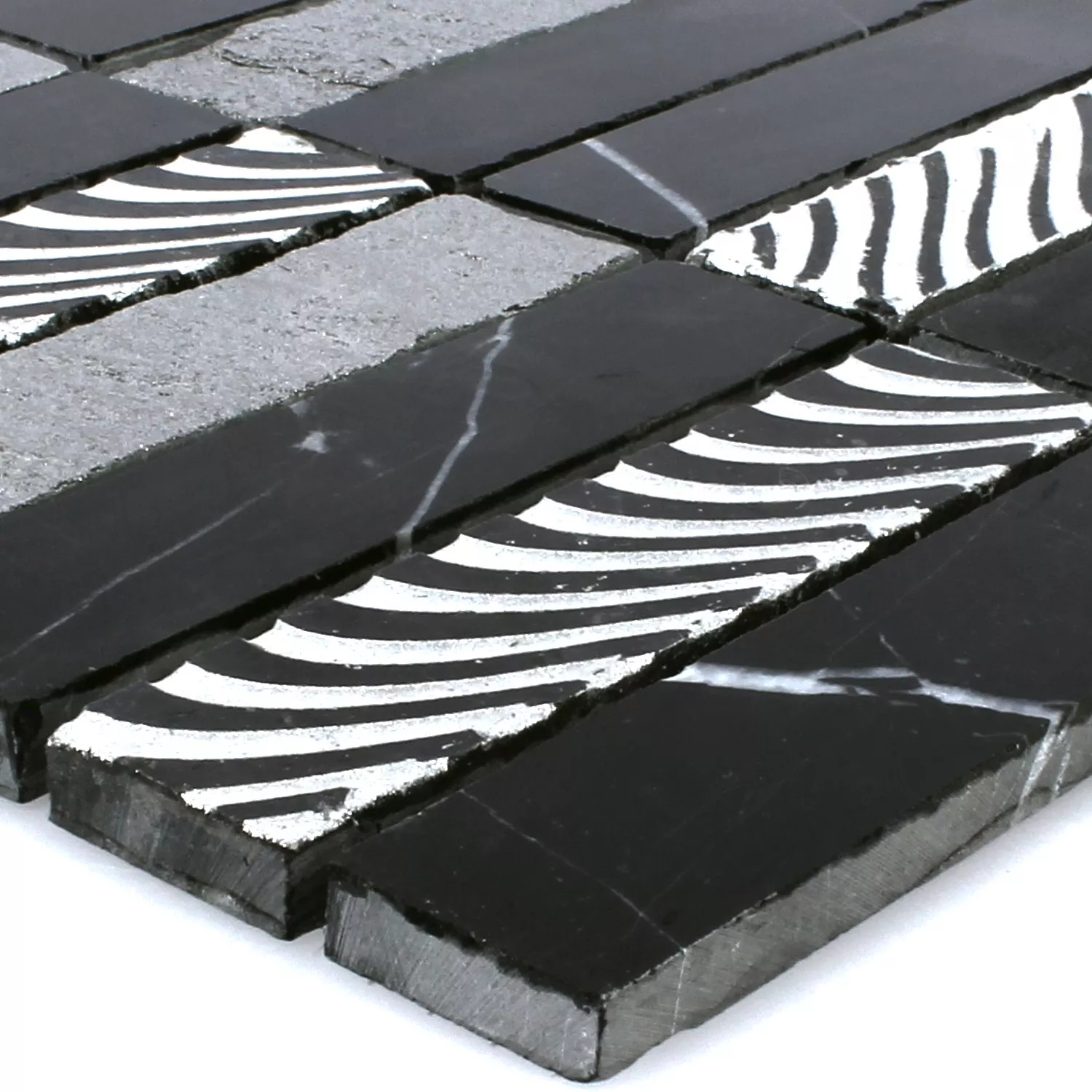 Naturstein Mosaikfliesen Carving Schwarz Grau Silber Naturstein Mosaikfliesen Carving Schwarz Grau Silber