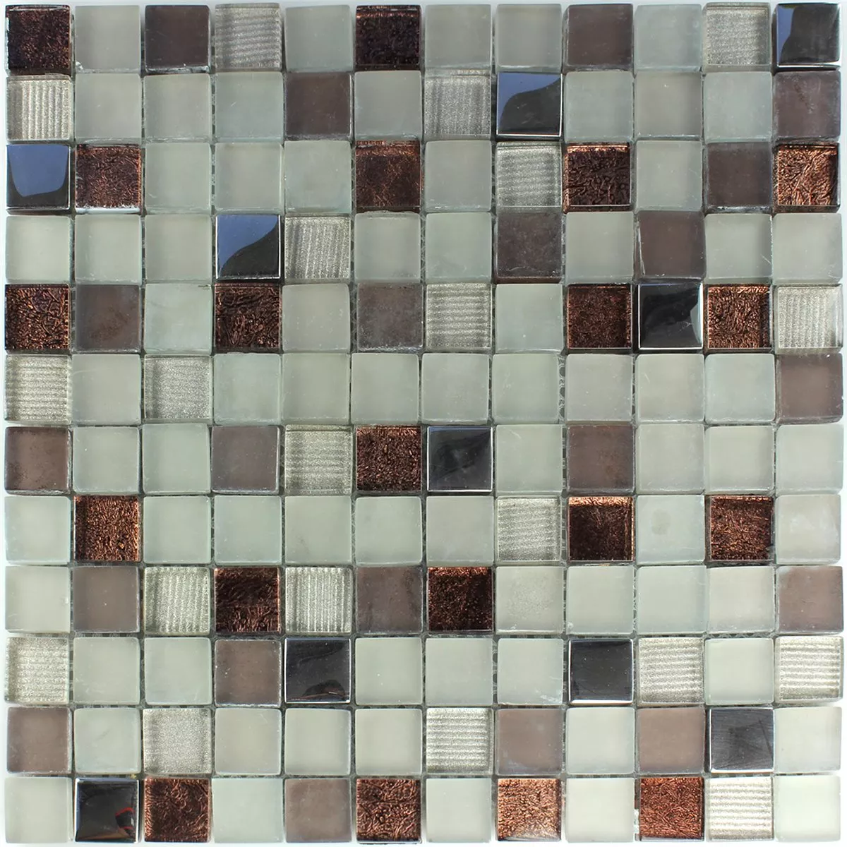 Glasmosaik Fliesen Braun Beige Silber Mix