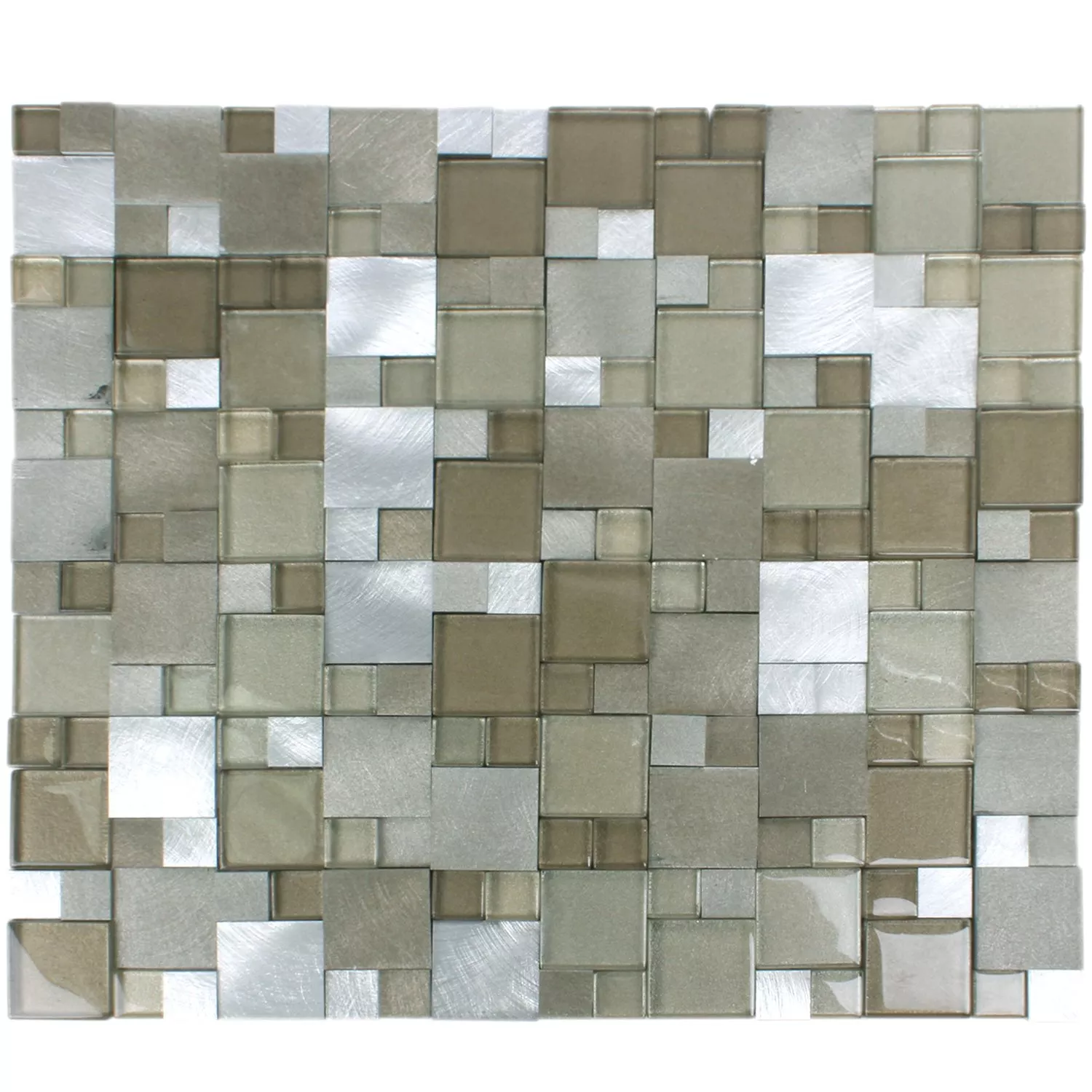 Muster von Mosaikfliesen Glas Aluminium Condor 3D Braun Mix