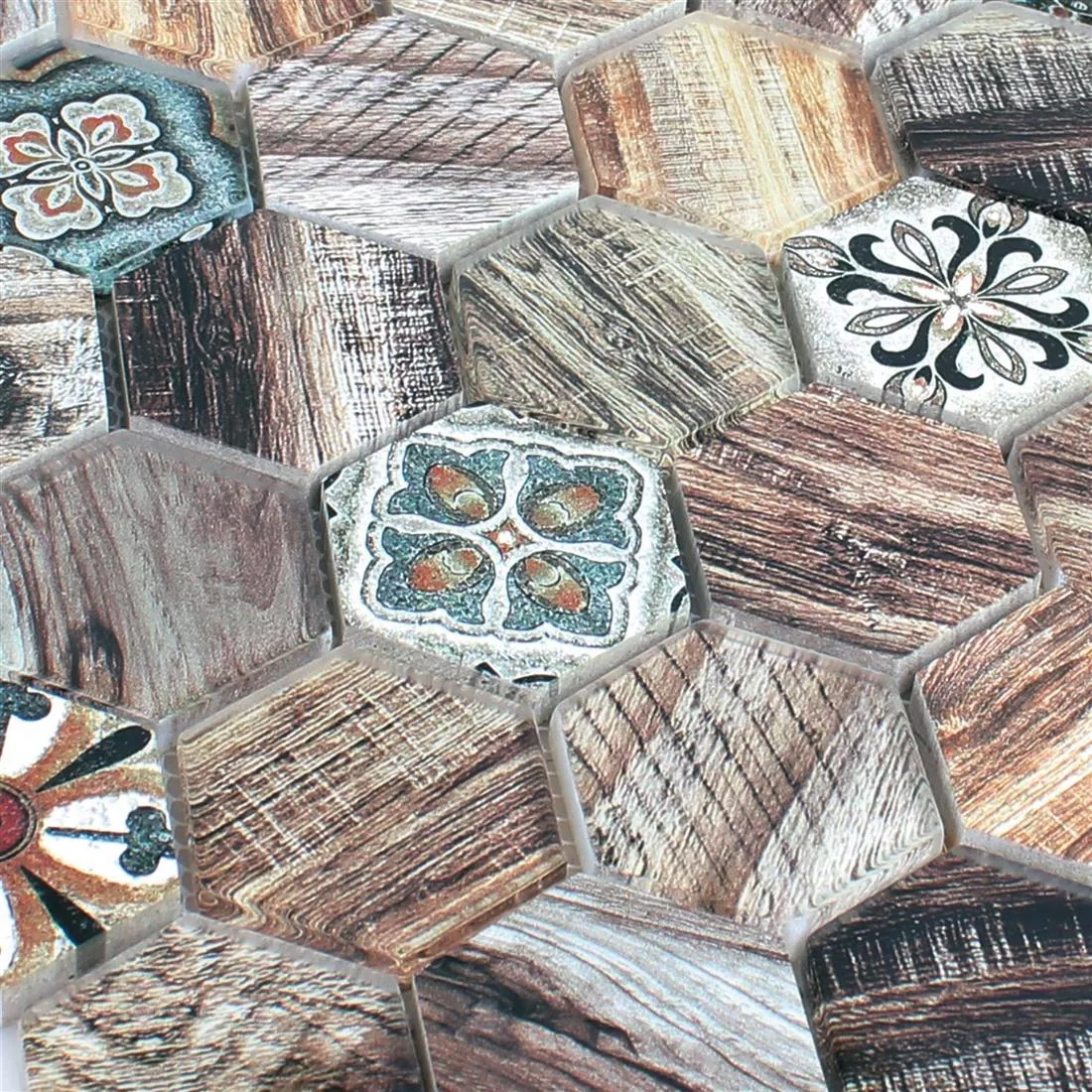Vetro Mosaico In Pietra Naturale Eritrea Legno Ottica Marrone Grigio