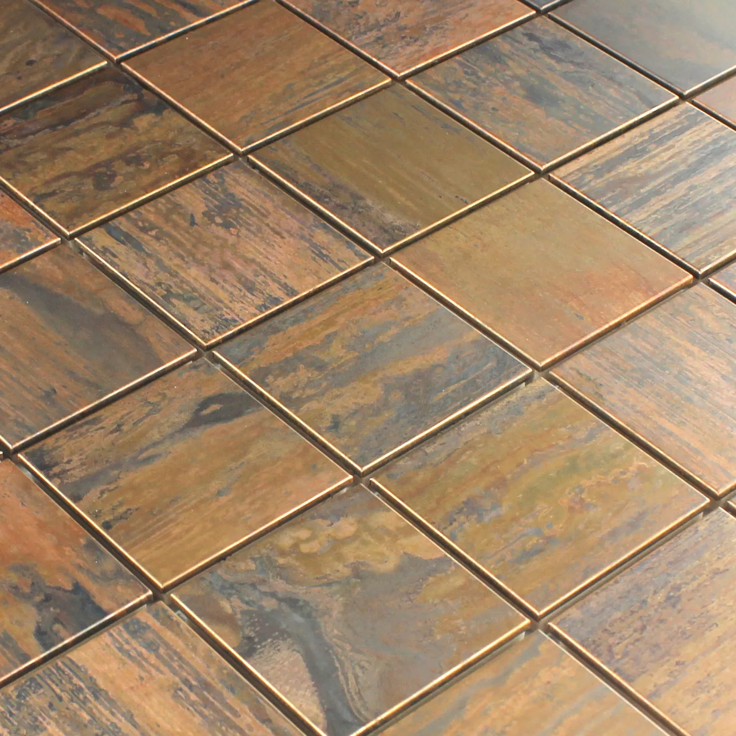 Mosaikfliesen Kupfer Quadrat 48x48x8mm