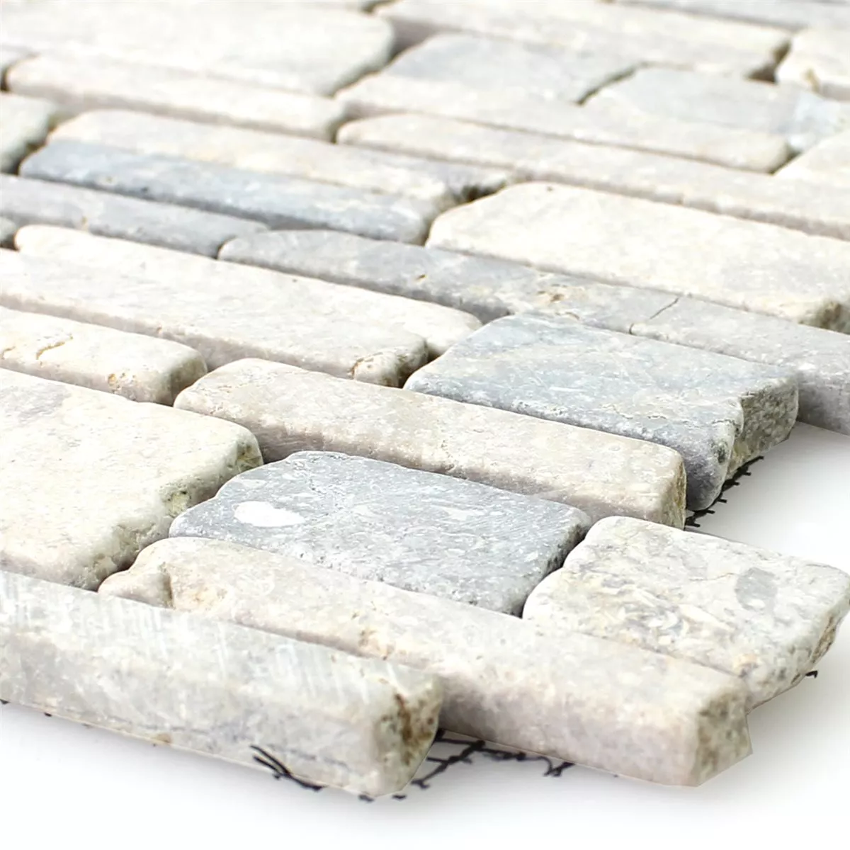 Muster von Mosaikfliesen Marmor Brick Uni Grey