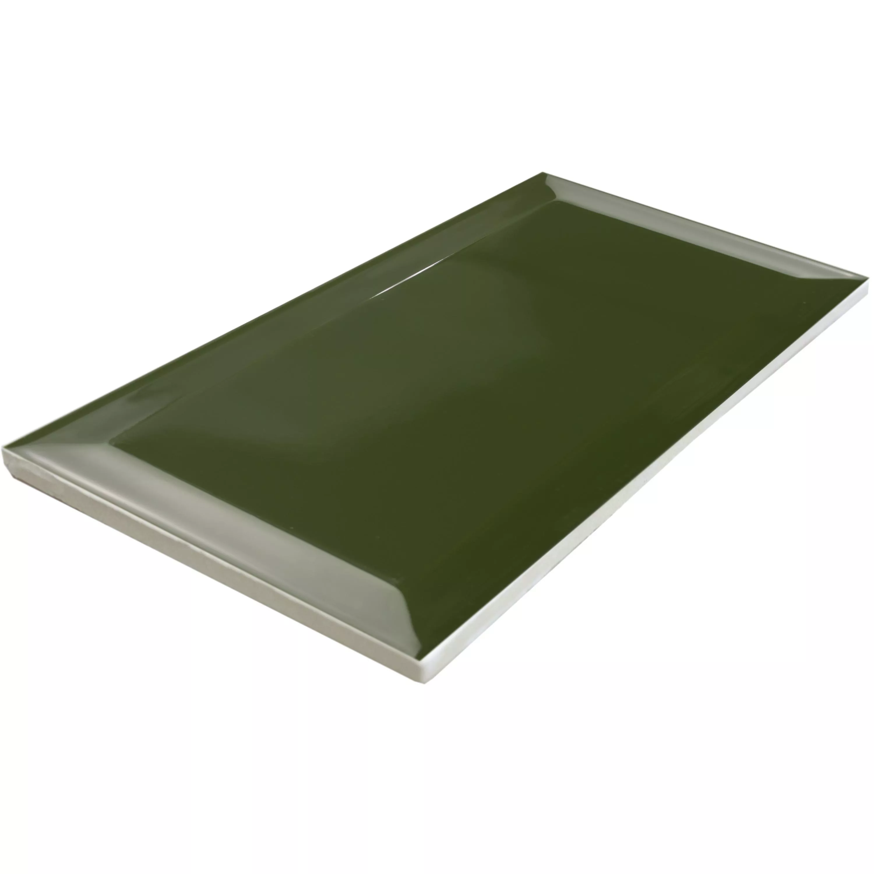 Muster Metro Wandfliesen Brussel Facette 10x20x0,7cm Verde Botella