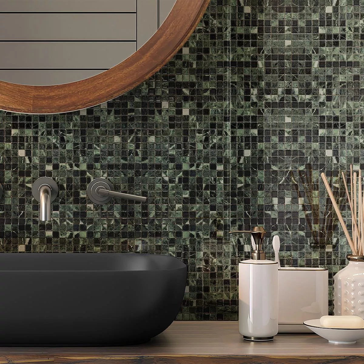 Ceramica Mosaico Piastrelle Elysium Marmo Ottica Verde 12