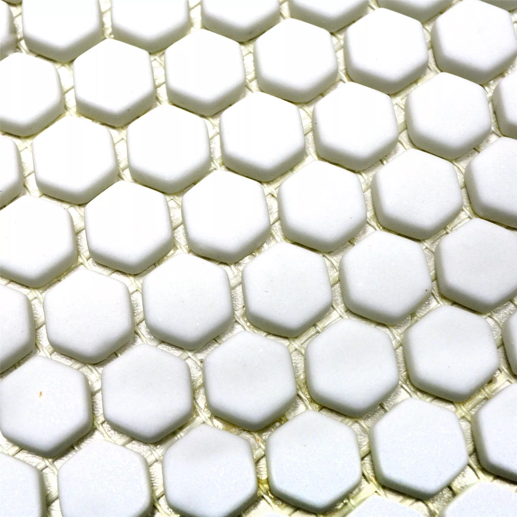 Glasmosaik Fliesen Kassandra Hexagon Weiß Matt