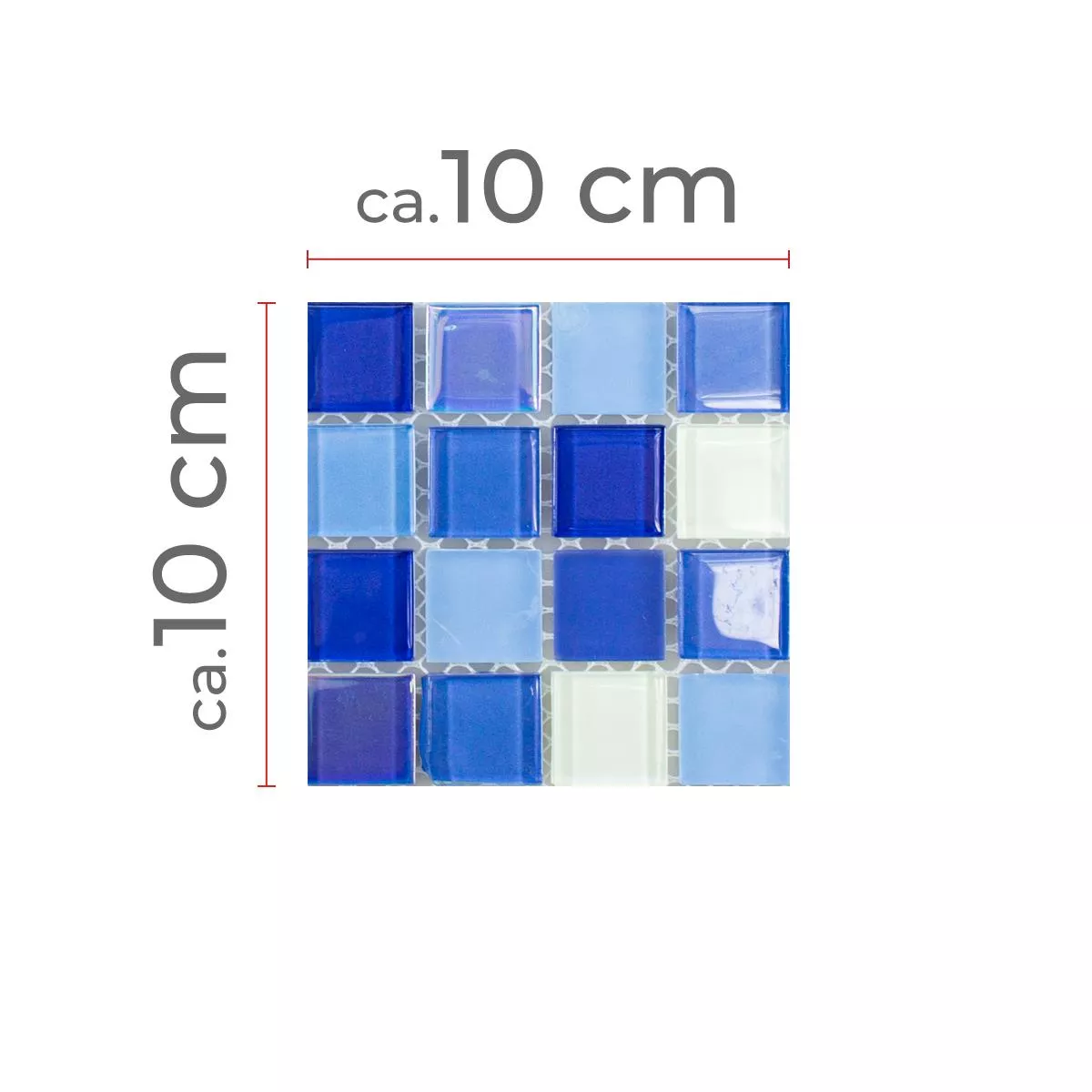 Muster von Glasmosaik Fliesen Karlsruhe Blau Weiss
