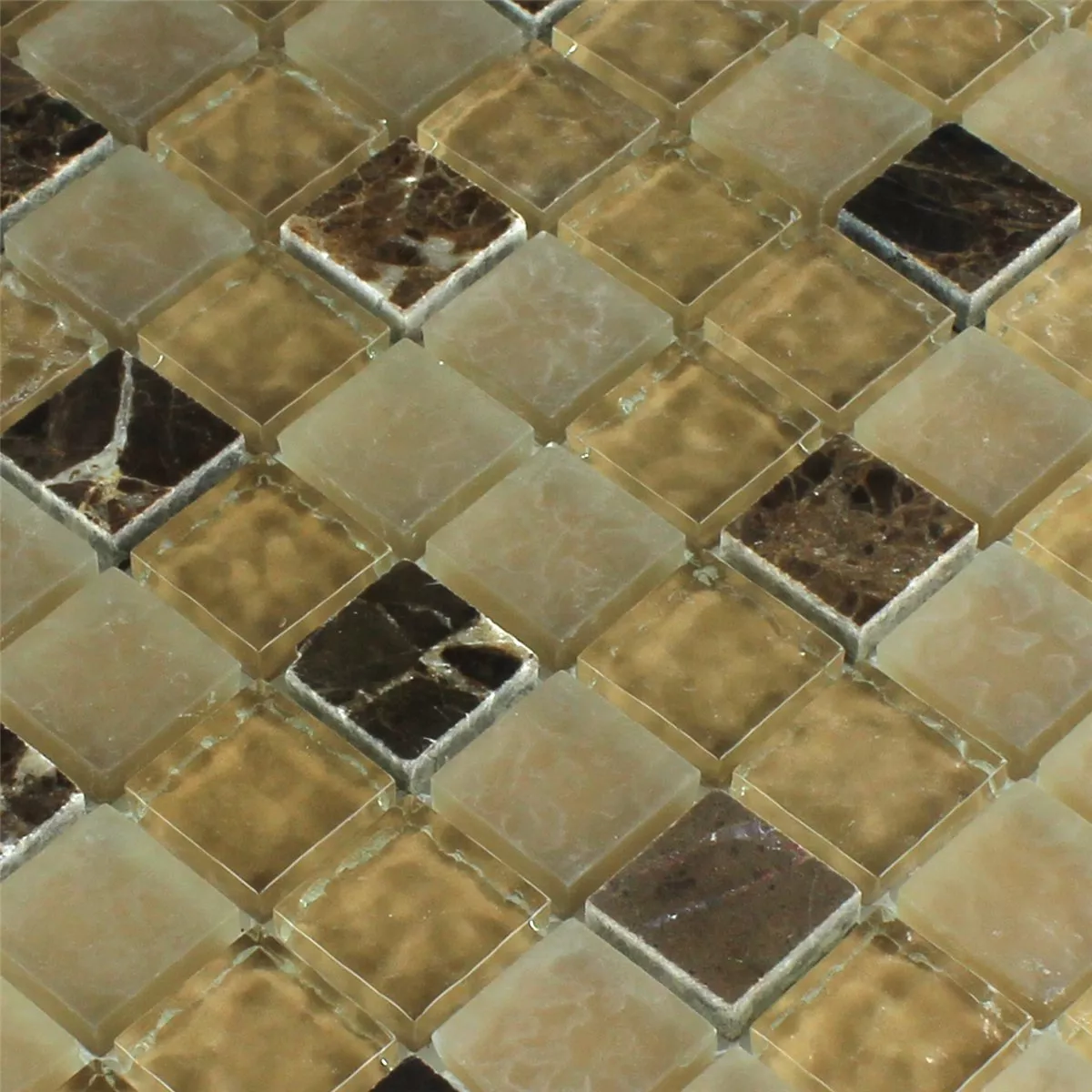 Mosaikfliesen Glas Marmor Beige Braun Geriffelt