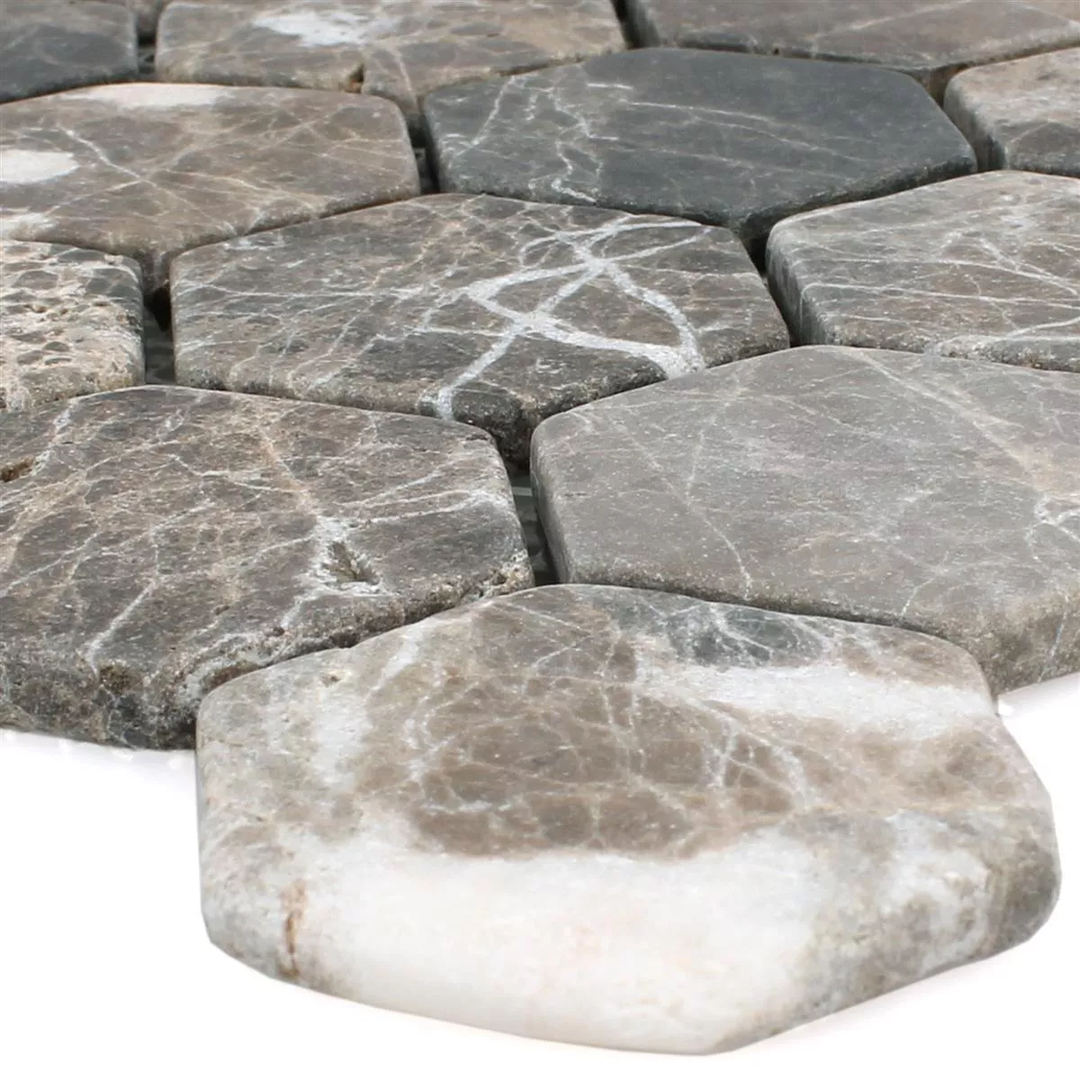Mosaikfliesen Marmor Tarsus Hexagon Emprador Mosaikfliesen Marmor Tarsus Hexagon Emprador