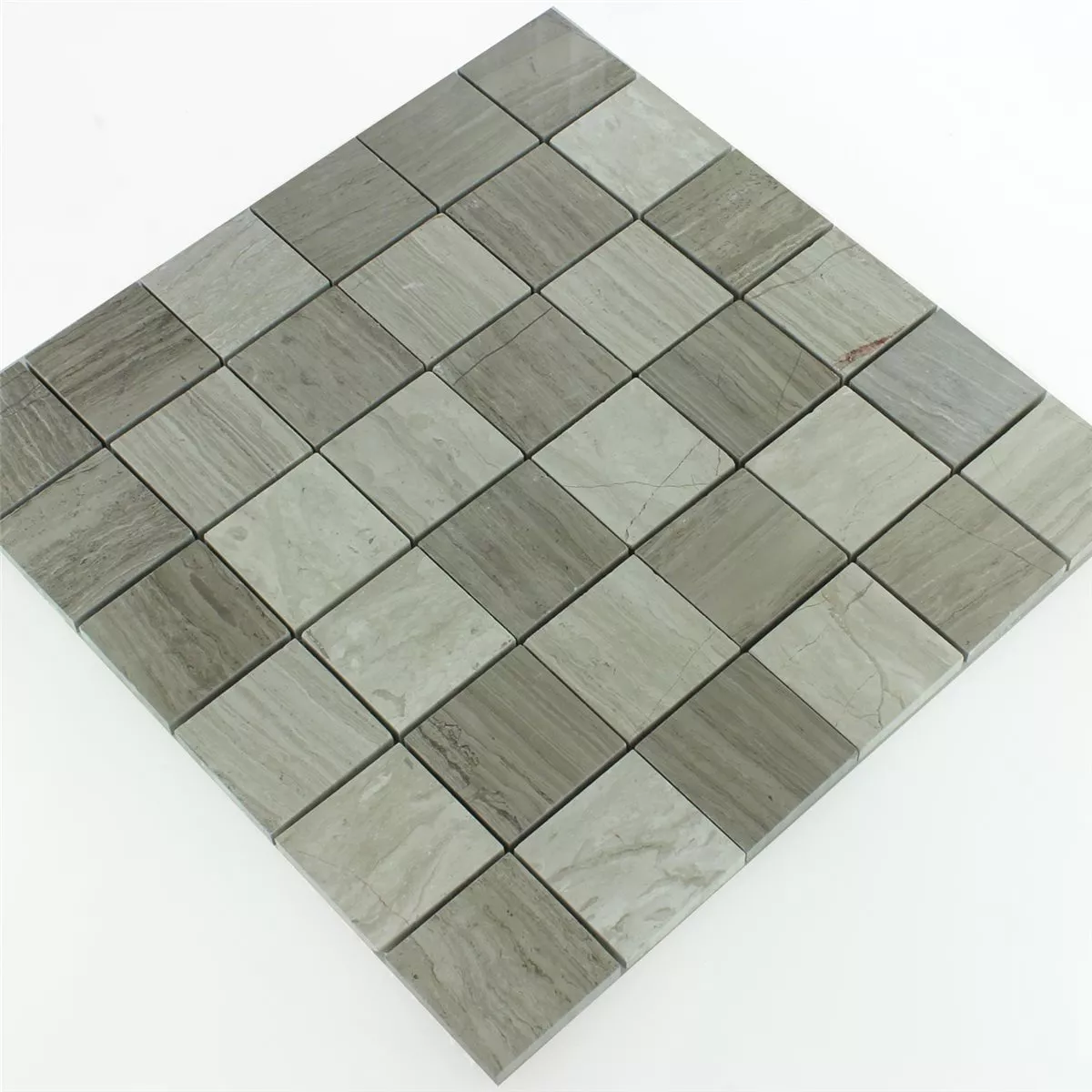 Mosaikfliesen Marmor 48x48x8mm Schlamm Grau