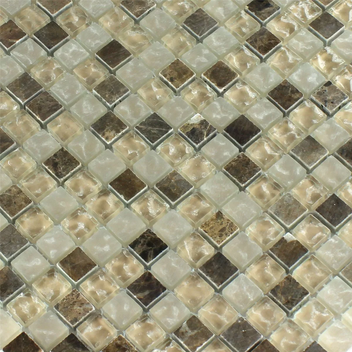 Mosaikfliesen Glas Marmor Quebeck Braun Q15