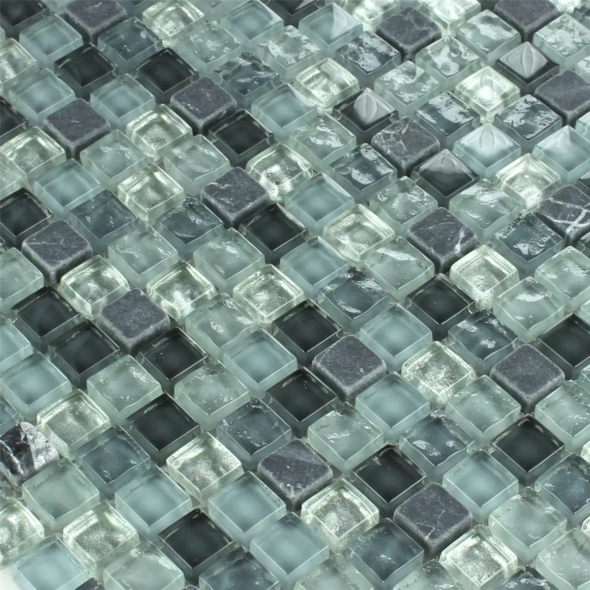 Muster von Mosaikfliesen Marmor Glas Grau Mix 
