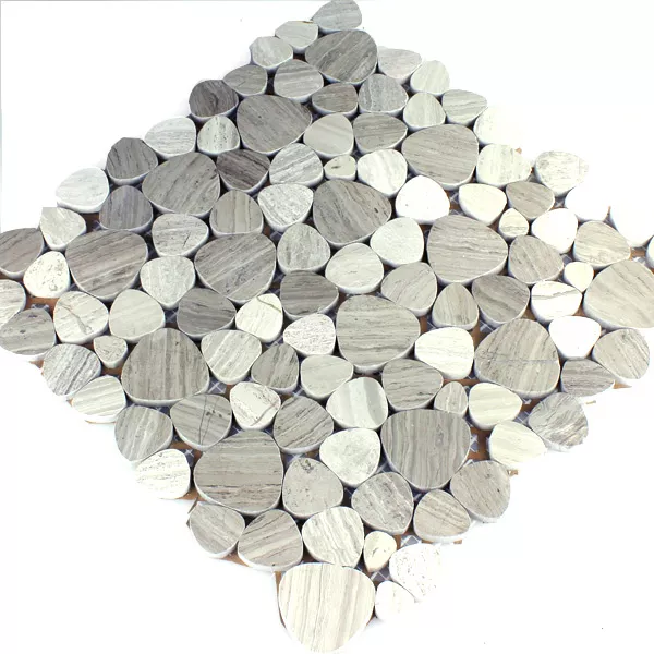 Mosaikfliesen Marmor Flusskiesel Grau Poliert