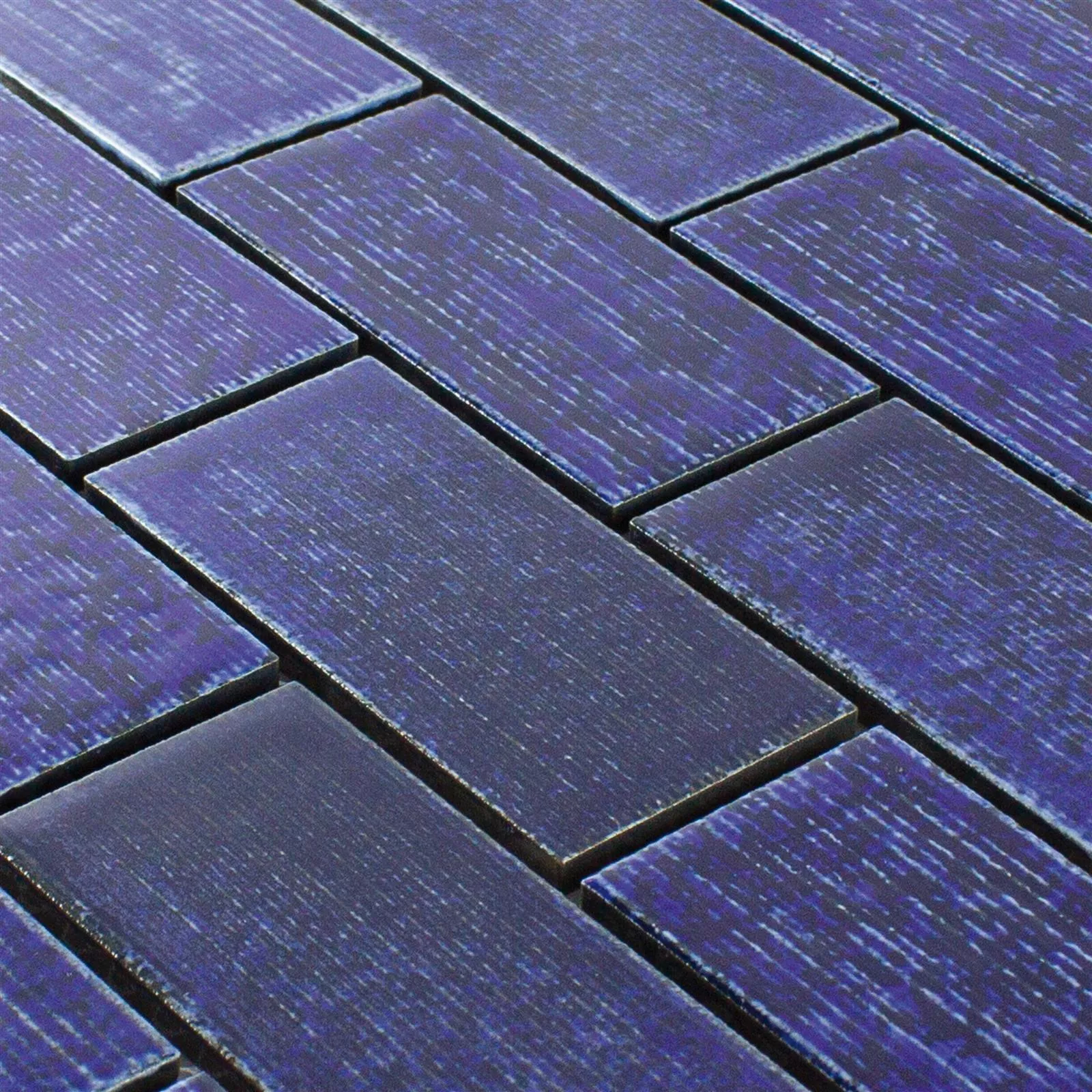 Échantillon Céramique Mosaïque Carrelage Bangor Brillant Bleu Rectangle