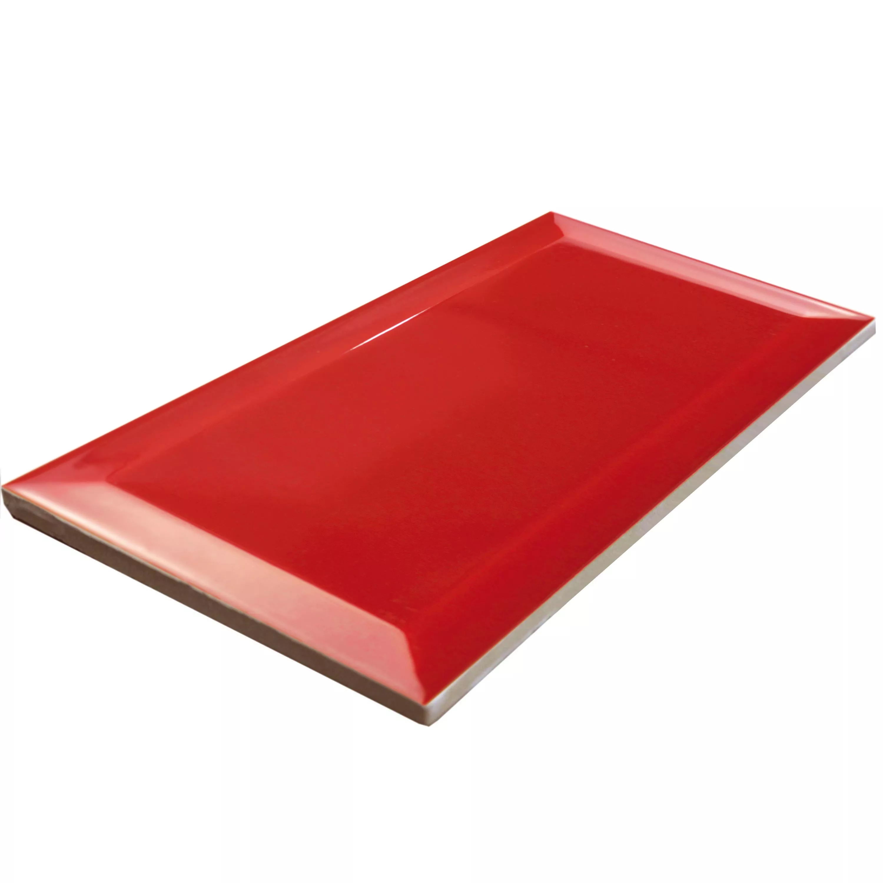 Campione Metro Rivestimenti Brussel Sfaccettatura 10x20x0,7cm Rojo