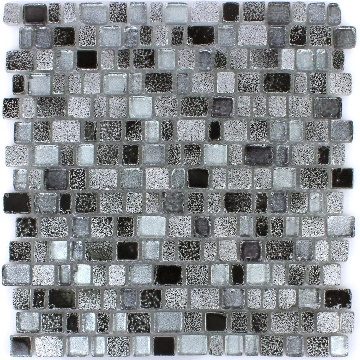 Mosaikfliesen Glas Roxy Schwarz Silber