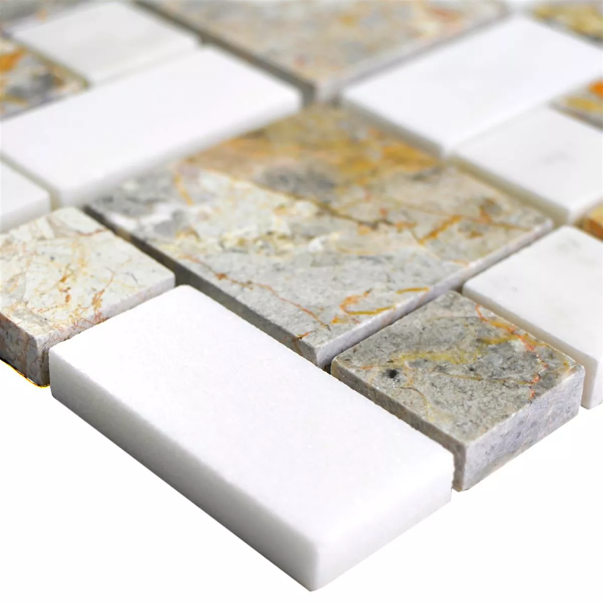 Marmo Mosaico In Pietra Naturale Piastrelle Cordoba Grigio Chiaro Bianco