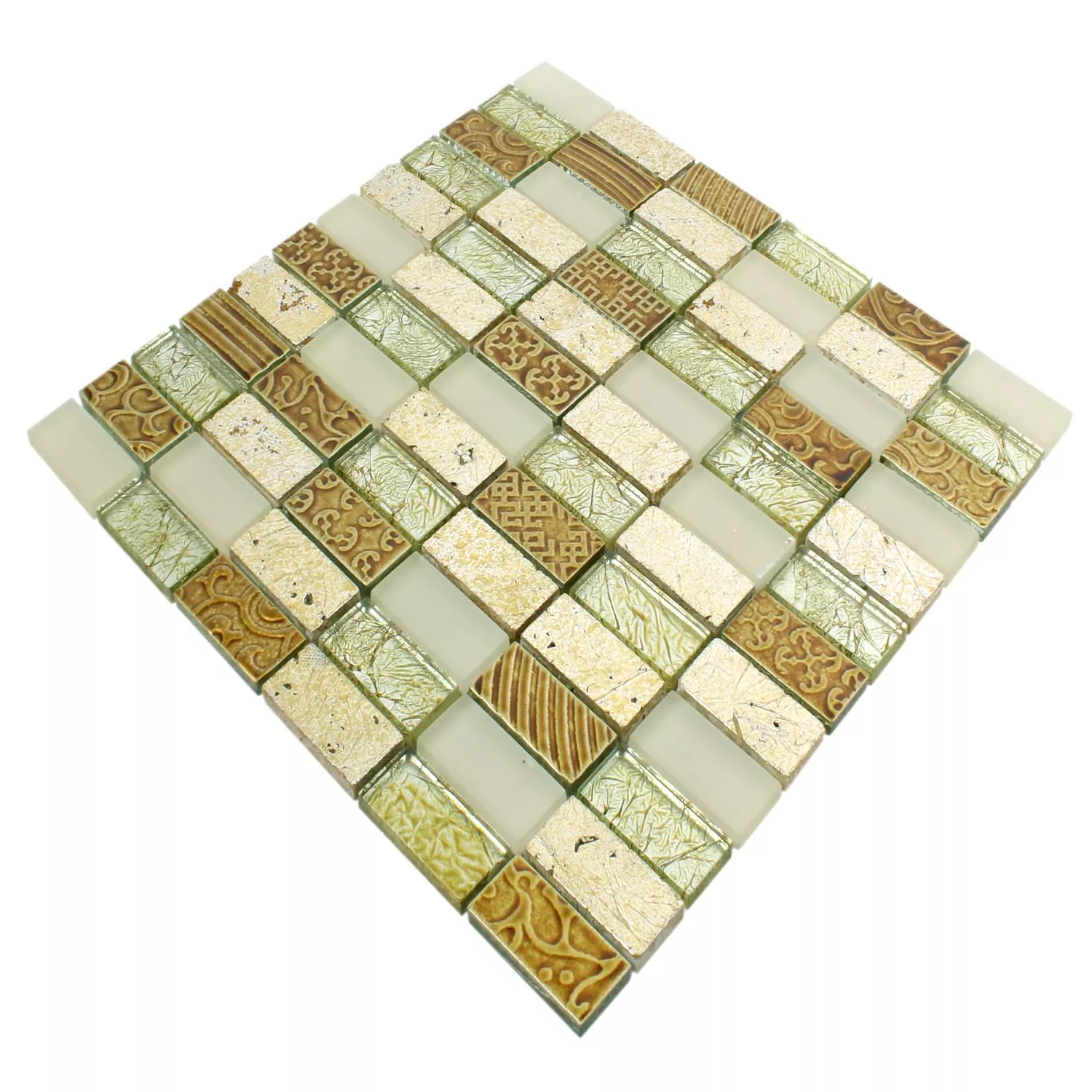 Mosaikfliesen Glas Naturstein Piroshka Gold