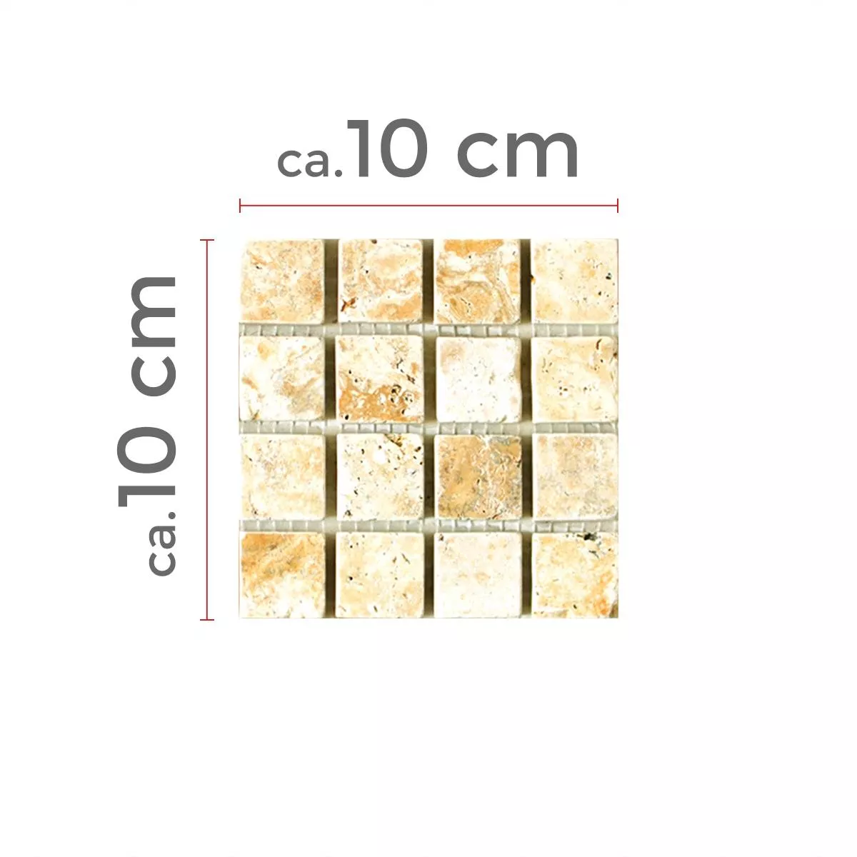 Muster von Mosaikfliesen Travertin Castello Gold 23