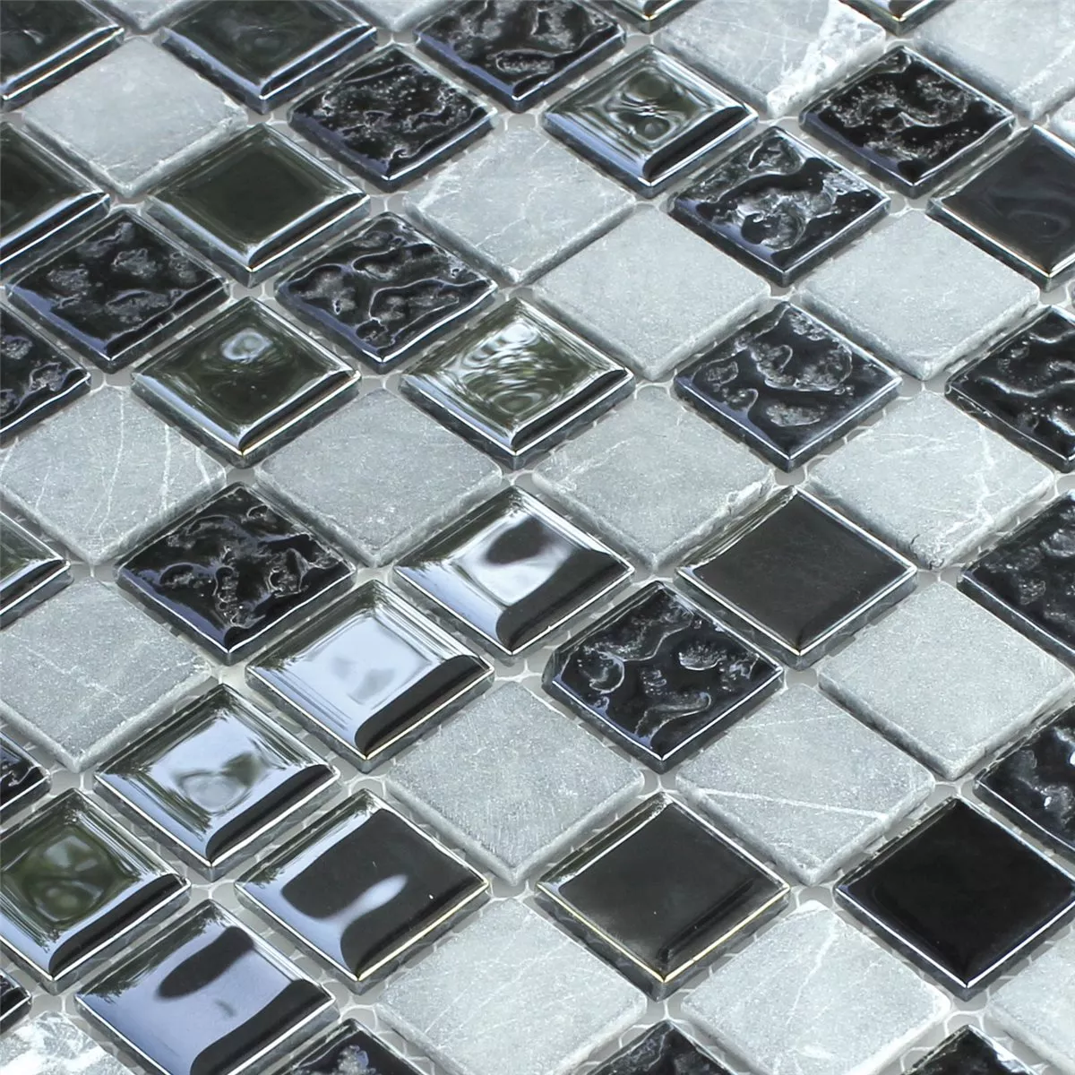 Muster von Mosaikfliesen Glas Marmor Schwarz Grau