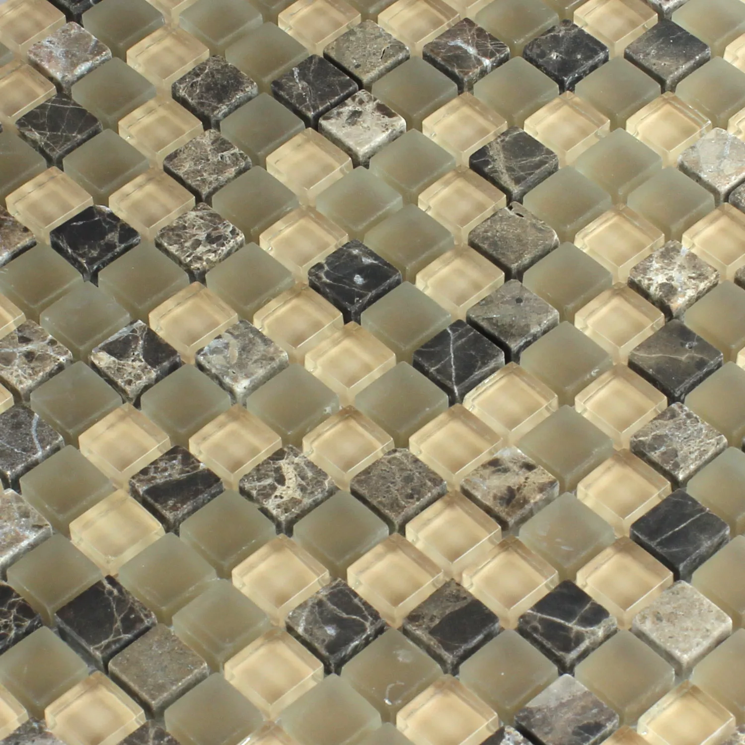 Mosaikfliesen Glas Marmor 15x15x8mm Braun Beige Mix